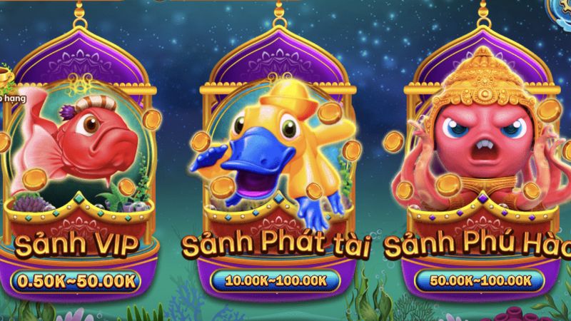 Bắn cá Fachai 8 Ba sảnh cược Vip, Phát Tài và Phú Hào trong game
