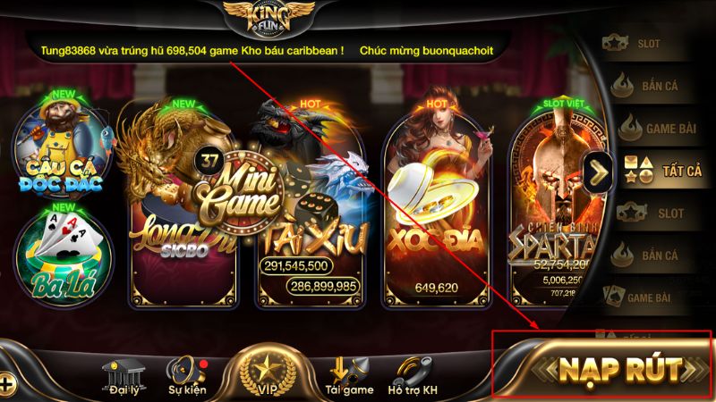 Nạp tiền Kingfun: Cơ hội nhận thưởng từ khuyến mãi, code 50K 8 Nạp tiền Kingfun đơn giản