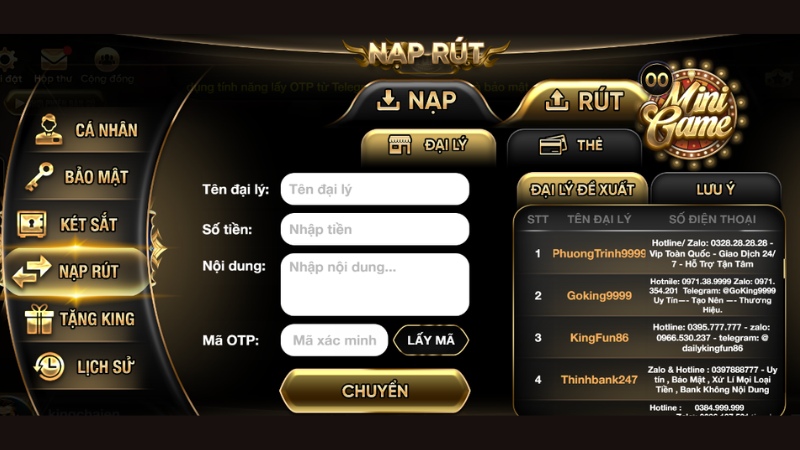 Rút tiền Kingfun - Hướng dẫn cách giao dịch an toàn, bảo mật 5 Rút tiền qua hệ thống đại lý tại Kingfun