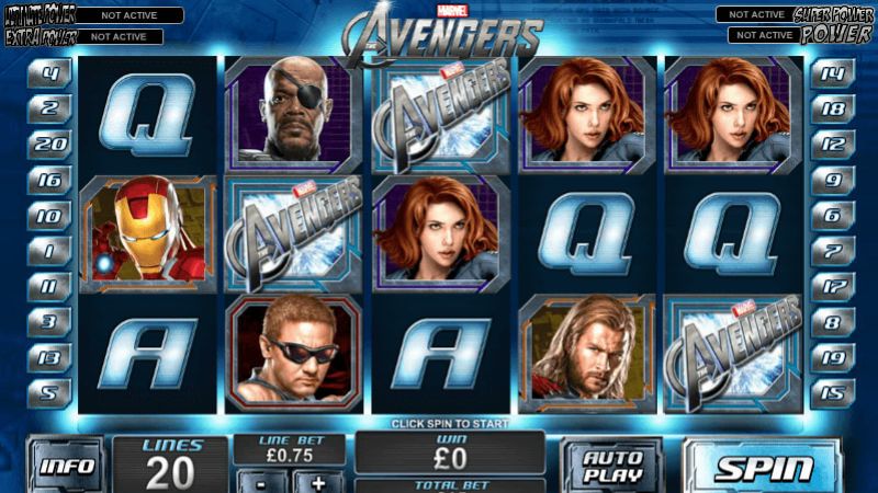 Avengers 10 Biểu tượng Scatter mang đến các lượt quay miễn phí