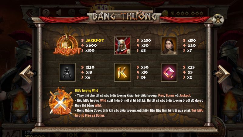 Chiến binh Spartan 10 Biểu tượng Wild đặc biệt trong game Chiến binh Spartan