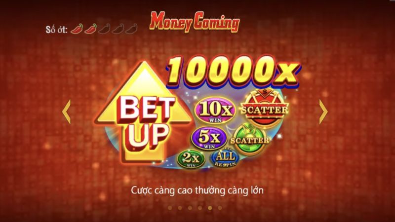 Mưa tiền 8 Slot Money Coming có hệ số nhân giá trị 2x, 5x và 10x