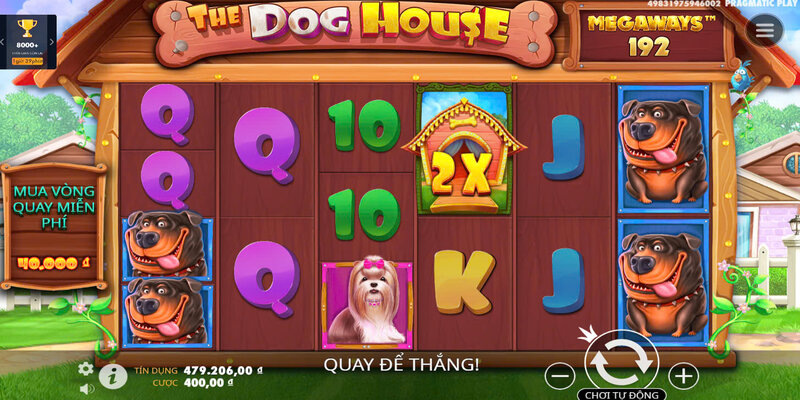 Ngôi nhà cún 8 Số lượng biểu tượng trúng thưởng và giá trị trong Slotgame Ngôi nhà cún