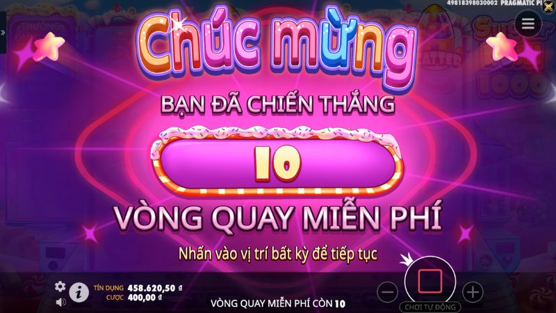 Sugar Rush 9 Nhận vòng quay miễn phí