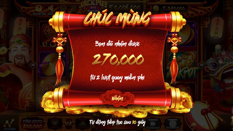 Thần tài gõ cửa 12 Nhận thưởng từ vòng quay miễn phí