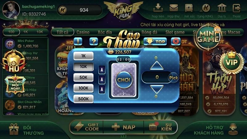 Cao thấp 8 tỷ lệ trả thưởng game cao thấp Kingfun