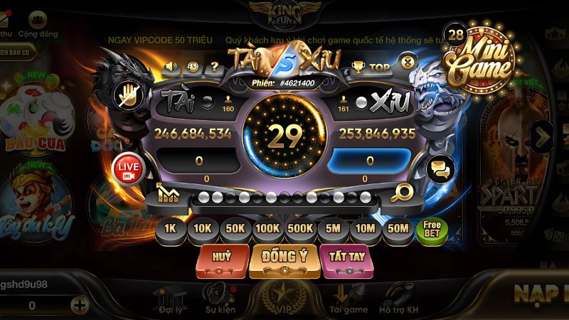 Tài xỉu Kingfun: Game cá cược đổi thưởng với mức cược từ 1K 9 game tài xỉu kingfun